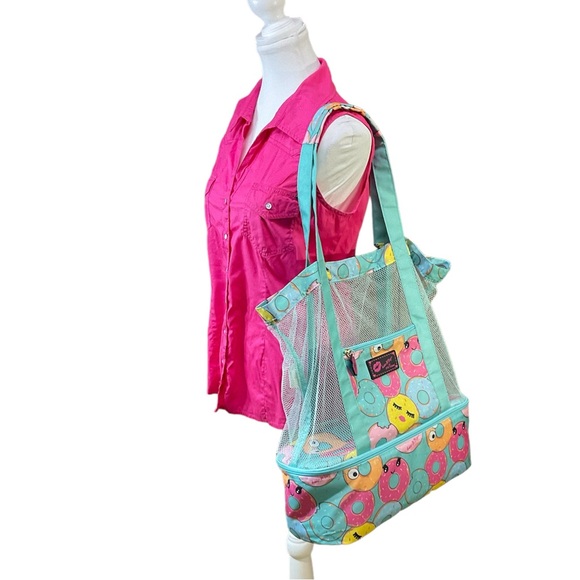 Luv Betsy Johnson Donut Mesh & Canvas Cooler Tote - Picture 2 of 8